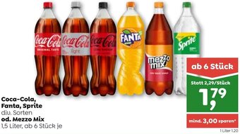 ADEG Coca-Cola, Fanta, Sprite div. Sorten od. Mezzo Mix 1,5 Liter, ab 6 Stück je Angebot