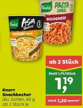 ADEG Knorr Snackbecher diu. Sorten, 65 g ab 2 Stück je Angebot