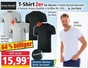 Norma bruno banani. T-Shirt 2er für Herren Hoher Baumwollanteil • Feinste Jersey-Qualität Größen M-XXL je 2er-Pack Angebot