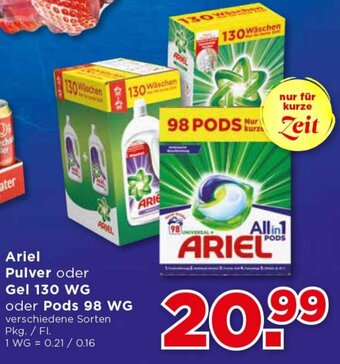 Unimarkt Ariel Pulver Gel 130 WG Oder Pods 98 WG Angebot