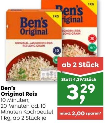 ADEG Ben's Original Reis 10 Minuten, 20 Minuten od. 10 Minuten Kochbeutel 1 kg, ab 2 Stück je Angebot