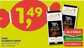 ADEG Lindt Excellence Tafeln div. Sorten, 100 g ab 2 Stück je Angebot