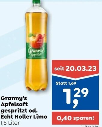 ADEG Granny's Apfelsaft gespritzt od. Echt Holler Limo 1,5 Liter Angebot