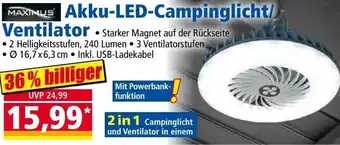 Norma MAXIMUS Akku-LED-Campinglicht/ Ventilator Angebot