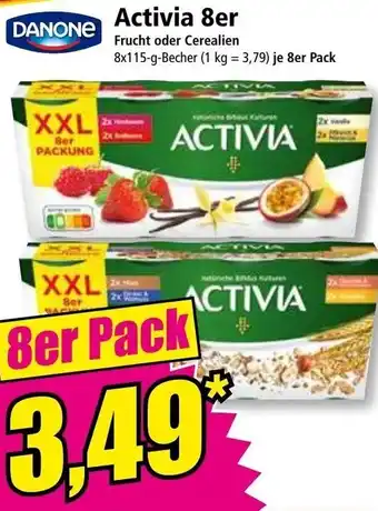 Norma DANONE ACTIVIA 8er Frucht oder Cerealien 8x115-g-Becher (1 kg = 3,79) je 8er Pack Angebot