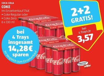 Hofer COCA COLA COKE 6 x 330 ml Angebot