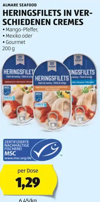 Hofer ALMARE SEAFOOD HERINGSFILETS IN VER- SCHIEDENEN CREMES 200 g Angebot