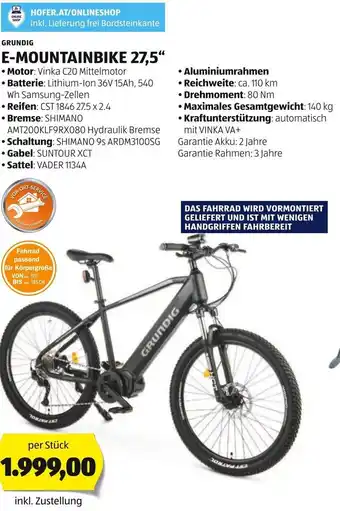 Hofer GRUNDIG E-MOUNTAINBIKE 27,5" Angebot