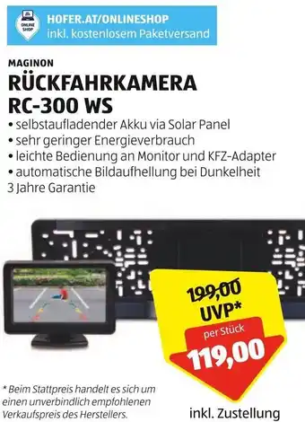 Hofer MAGINON RÜCKFAHRKAMERA RC-300 WS Angebot