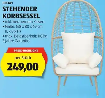 Hofer BELAVI STEHENDER KORBSESSEL Maße: 148 x 80 x 69 cm Angebot