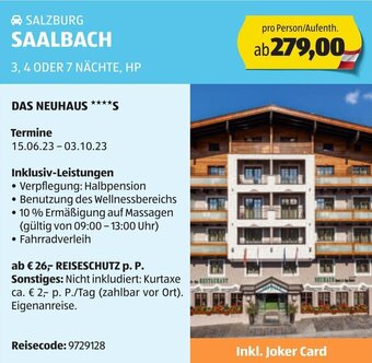Hofer SALZBURG SAALBACH 3, 4 ODER 7 NÄCHTE, HP Angebot