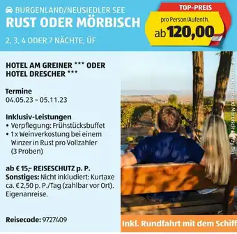 Hofer BURGENLAND/NEUSIEDLER SEE RUST ODER MÖRBISCH 2, 3, 4 ODER 7 NÄCHTE, ÜF Angebot