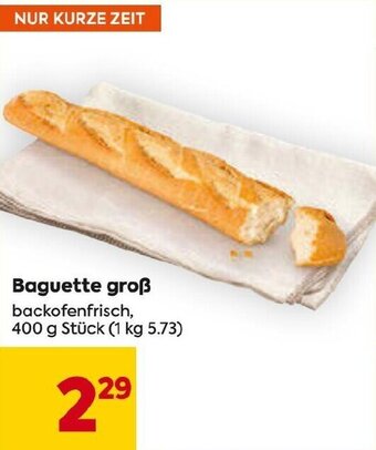 Billa Baguette groß backofenfrisch, 400 g Stück (1 kg 5.73) Angebot