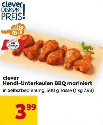 Billa clever Hendl-Unterkeulen BBQ mariniert 500 g Angebot