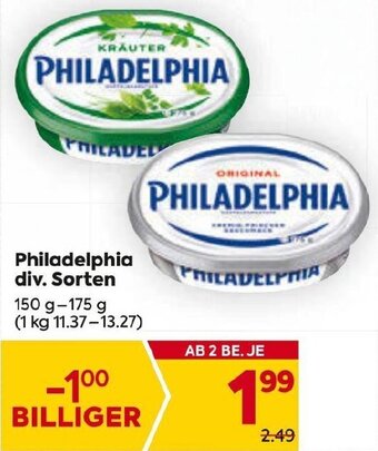 Billa Philadelphia div. Sorten 150 g- 175 g Angebot