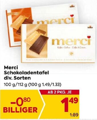Billa Merci Schokoladentafel div. Sorten 100 g/112 g Angebot