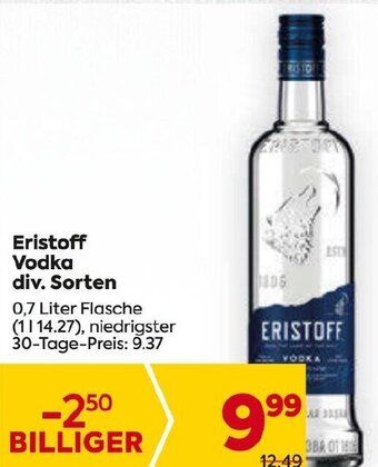 Billa Eristoff Vodka div. Sorten 0,7 Liter Flasche Angebot