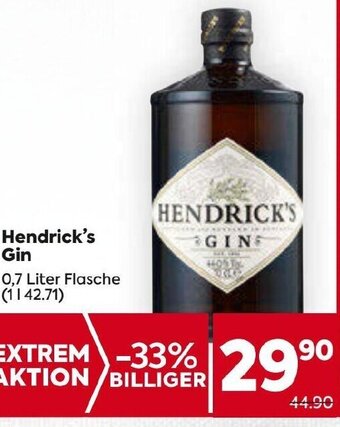 Billa Hendrick's Gin 0,7 Liter Flasche (11 42.71) Angebot