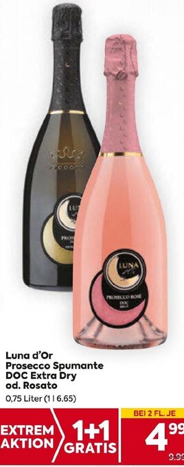Billa Luna d'Or Prosecco Spumante DOC Extra Dry od. Rosato 0.75 Liter Angebot
