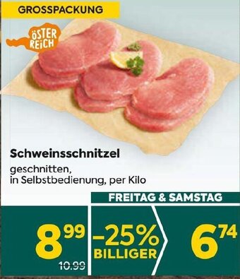 Billa Schweinsschnitzel geschnitten, in Selbstbedienung, per Kilo Angebot