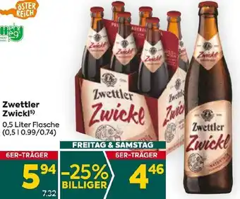 Billa Zwettler Zwickl5) 0,5 Liter Flasche (0,5 1 0.99/0.74) Angebot