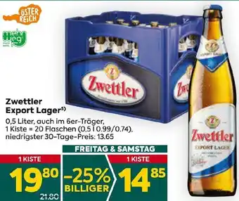 Billa Zwettler Export Lager5) 0,5 Liter Angebot