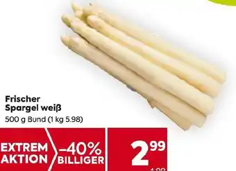 Billa Frischer Spargel weiß 500 g Bund (1 kg 5.98) Angebot