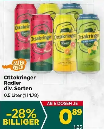Billa Ottakringer Radler div. Sorten 0,5 Liter (1 11.78) Angebot