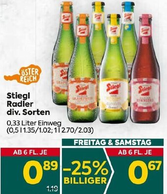 Billa Stiegl Radler div. Sorten 0.33 Liter Angebot