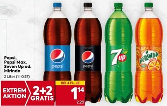 Billa Pepsi, Pepsi Max, Seven Up od. Mirinda 2 Liter Angebot