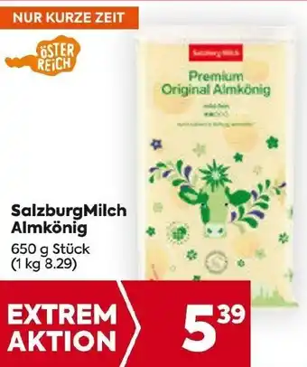 Billa SalzburgMilch Almkönig 650 g Stück (1 kg 8.29) Angebot