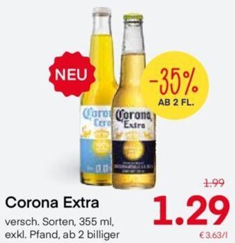 MPreis Corona Extra versch. Sorten, 355 ml, exkl. Pfand, ab 2 billiger Angebot