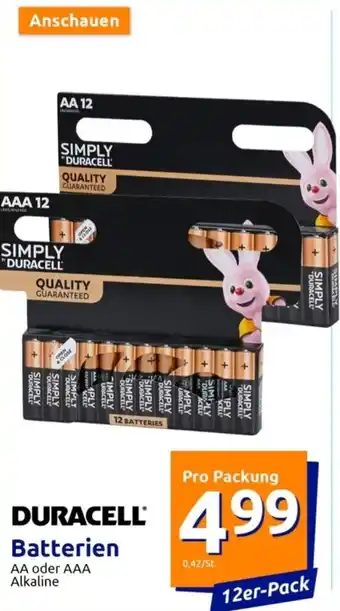 Action DURACELL Batterien AA oder AAA Alkaline 12er-Pack Angebot