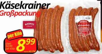 Wurstico Käsekrainer Großpackun per Kilo Angebot