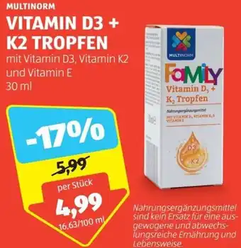MULTINORM Vitamin D3 + K₂ Tropfen 30ml