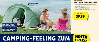 Hofer ADVENTURIDGE FESTIVAL POP-UP ZELT • Maße: 240 x 155 x 105 cm (L x B x H) Angebot