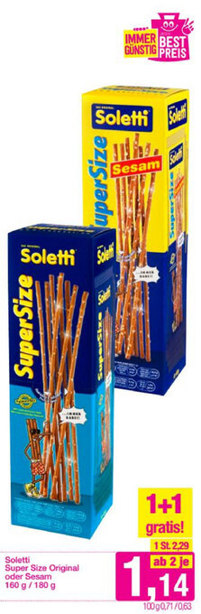 Sutterlüty Soletti Super Size Original oder Sesam 160g/180g Angebot