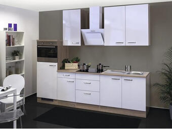Hornbach Küchenblock flex well valero 11198 weiß hochglanz/sonoma eiche 270 cm inkl. einbaugeräte Angebot