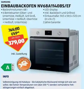 Hofer SAMSUNG EINBAUBACKOFEN NV68A1140BS/EF per Stück Angebot