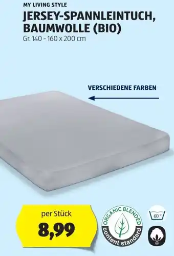 Hofer MY LIVING STYLE JERSEY-SPANNLEINTUCH, BAUMWOLLE (BIO) Gr. 140-160 x 200 cm per Stück Angebot