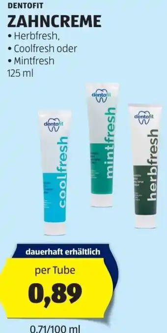 Hofer DENTOFIT ZAHNCREME 125 ml per Tube Angebot