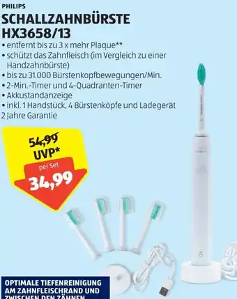 Hofer PHILIPS SCHALLZAHNBÜRSTE HX3658/13 per Set Angebot