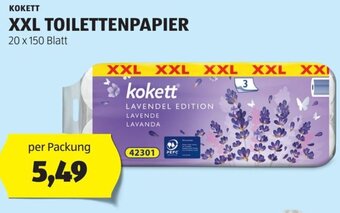 Hofer KOKETT XXL TOILETTENPAPIER 20 x 150 Blatt per Packung Angebot