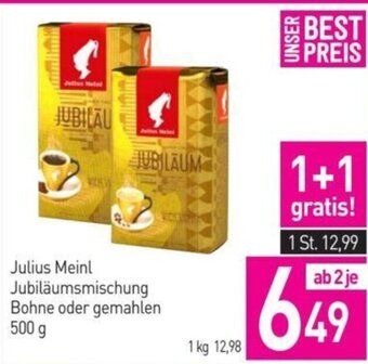 Sutterlüty Julius Meinl Jubiläumsmischung Bohne oder gemahlen 500 g Angebot