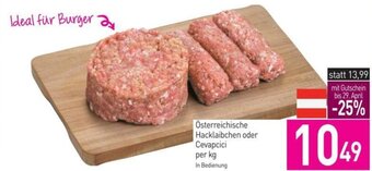 Sutterlüty Österreichische Hacklaibchen oder Cevapcici per kg Angebot