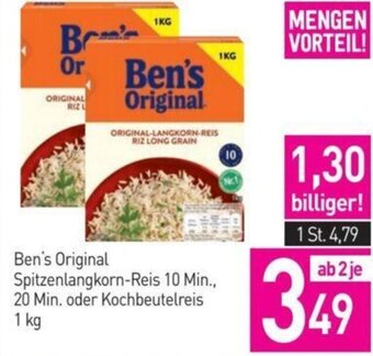 Sutterlüty Ben's Original Spitzenlangkorn-Reis 10 Min., 20 Min. oder Kochbeutelreis 1 kg Angebot