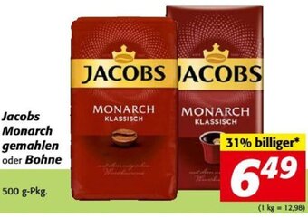 Nah&Frisch Jacobs Monarch gemahlen oder Bohne 500 g-Pkg. Angebot