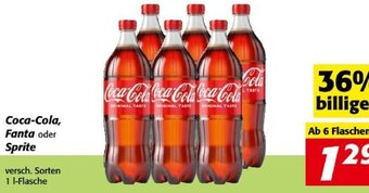 Nah&Frisch Coca-Cola, Fanta oder Sprite versch. Sorten 1 I-Flasche Angebot