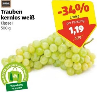 Hofer Trauben Kernlos Weiß 500g Angebot