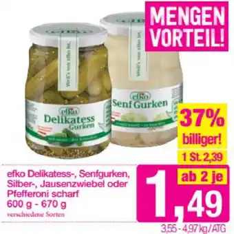 Sutterlüty Efko Delikatess, Senfgurken, Silber, Jausenzwiebel Oder Pfefferoni Scharf 600g-670g Angebot